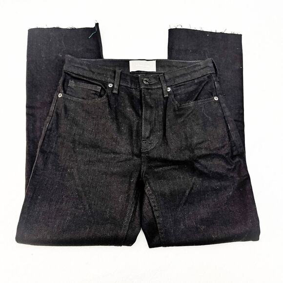 Everlane High Rise Kick Crop Black Denim Jeans Raw Edge Hem Size 26 - Picture 3 of 7